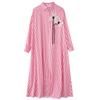 DIMANAF 2025 Plus Size Spring Dress Women Casual Vintage Long Shirt Dress Loose Stripe Buttons Basic Oversize Dress