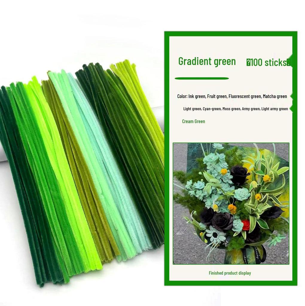 Thickened White Chenille Pipe Cleaners - Mixed Colors for DIY Bouquet Crafts