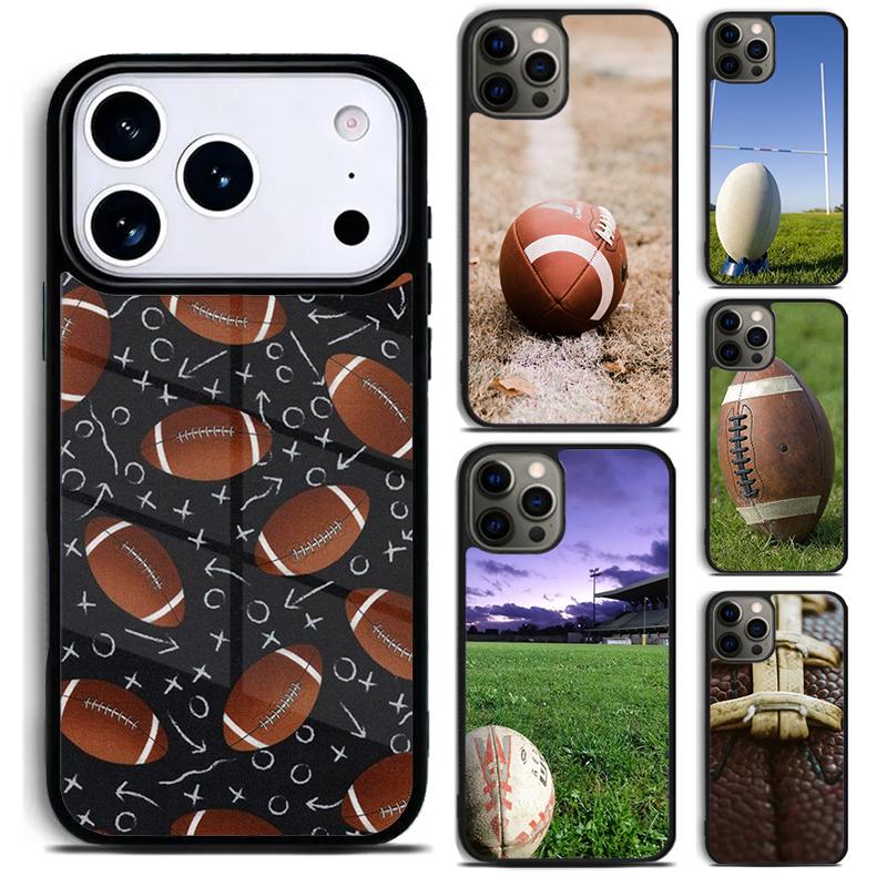 Rugby Ball Phone Case for iPhone 17 16 15 Pro Max Air 14 13 12 11 Plus Shockproof Capa Cover