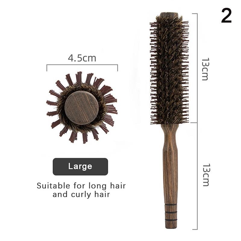 Barber Hair Round Roller Wood Hair Brush Boar Bristle Nylon Hair Comb Hairdressing Combs Round Paddle Brush Women Men Curly Hair
