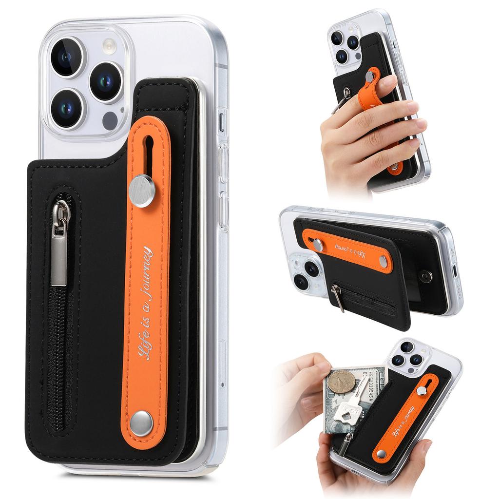 Kickstand Zipper Wallet with Card Holder Plastic Phone Case for iPhone 16 15 14 11 Pro Max XS XR 7 8 Plus 13 12 Mini Cover