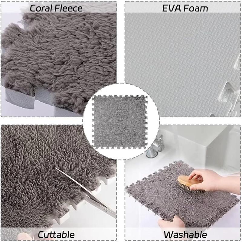 Plyšové propojitelné podložky Hrací podložka Pěnové puzzle Podložky Dekorace ložnice obývacího pokoje Propojitelné koberce Domácí podlahová dekorace 30*30CM
