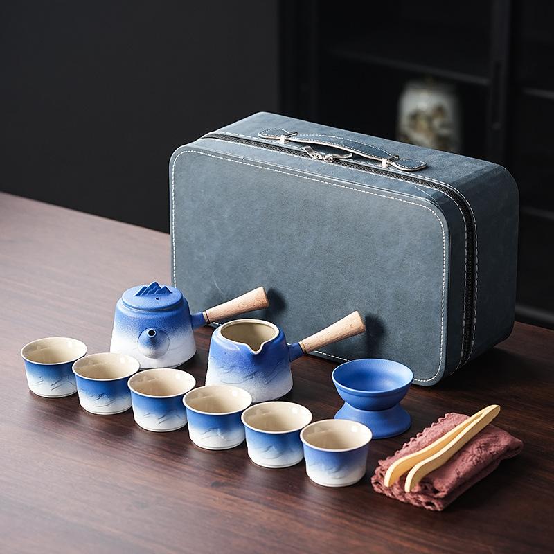 Light Luxury Simple Car Pot Six Cups Portable Creative Business Gift Tea Set Light Luxury Gradual Change Side Pot