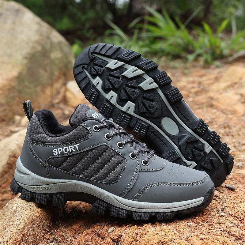 Anti-slip Hiking Shoes for Women Breathable Casual Trainers PU Leather Wear-resistant Outdoor Sneakers for Camping Trekking