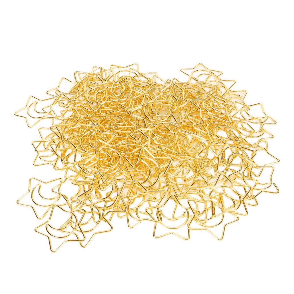 100pcs Star Moon Paper Clips Prevent Rust Skid Resistance Cute Paperclips for   Daily Use School