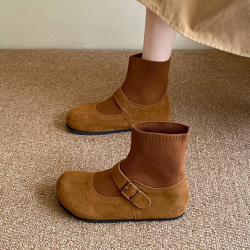 Women's Knitted Martin Boots Comfortable Soft Elastic Trend Non-slip Wearable Chic Hundred Outstanding Height Increasing Shoes