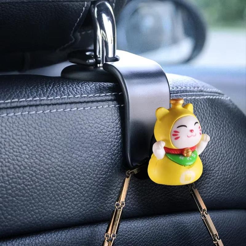 Car Seat Lucky Cat Back Hook Interior Supplies Car Seat Backrest Cutie Storage Car Accessories Decorative Adorns Creative Decor