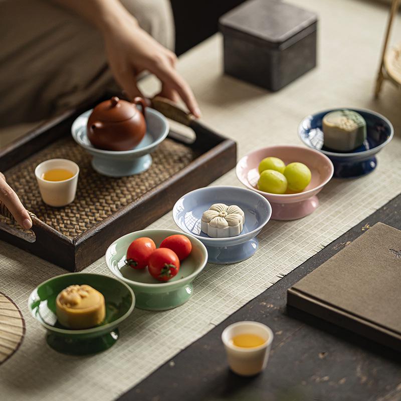 Elegant Ceramic High-Footed Fruit and Pastry Display Plate