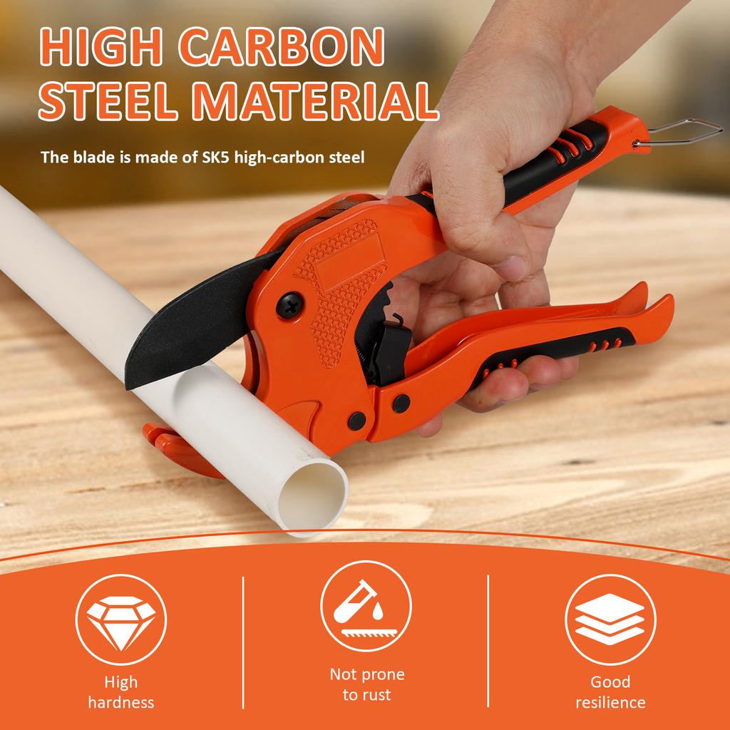 PVC Pipe Cutter Ratcheting Hose Cutter Pipe Cutting Tool with1.65inch Outside Diameter Cutting Capacity for Pipe and Tube Cutter