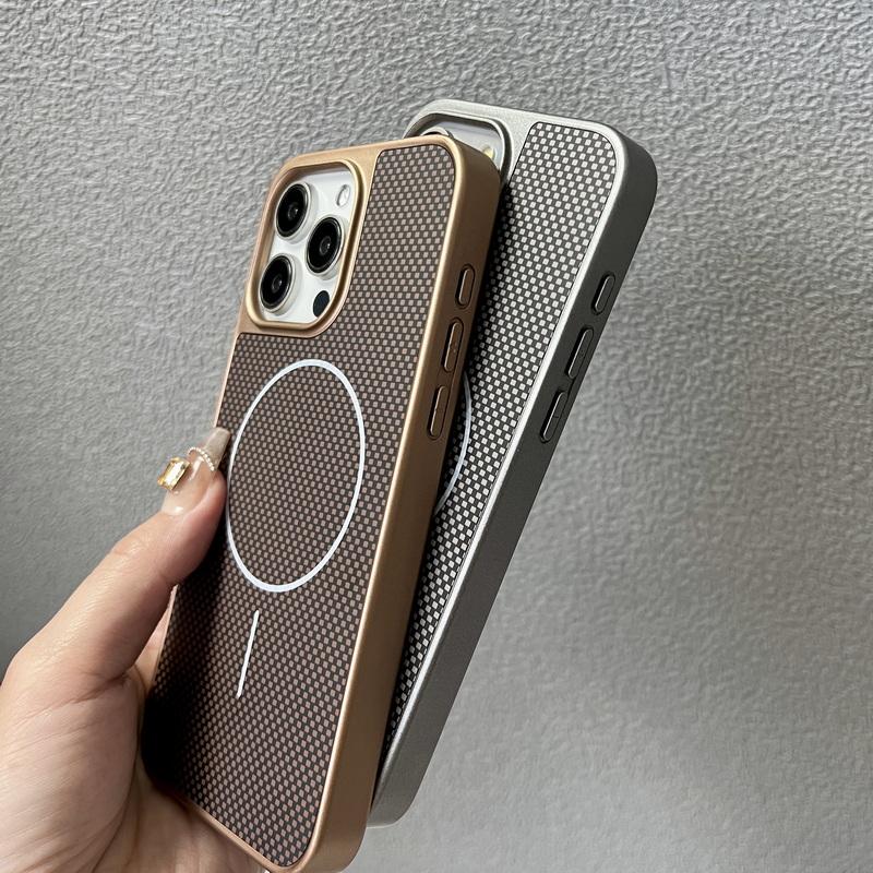 Kohlefaser Textur Kabellose Lade Magnetische Handyhülle Für iPhone 16 Pro Max 15 Pro 14 13 12 für Magsafe Stoßfest Schlank Hart PC Bumper Abdeckung