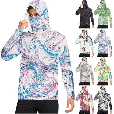 Camiseta Casual con Capucha de Manga Larga para Hombre con Protección Solar