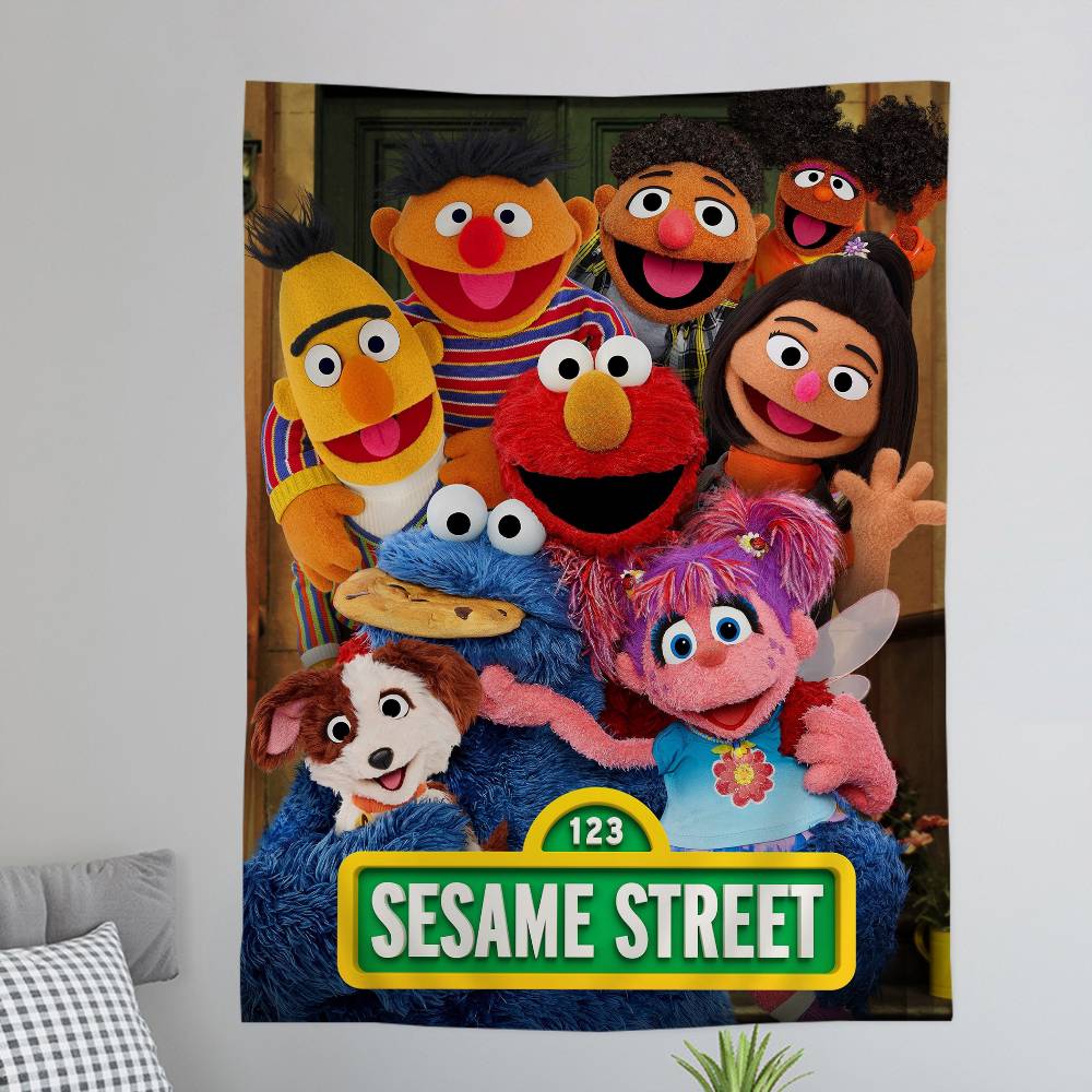 Cartoon SSesame SStreets Hippie Wall Hanging Tapestries for Living Room Home Dorm Decor Art Home Decor