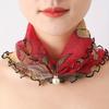 Faux Pearl Pendant Yarn Scarf Fashion Neck Protection Mesh Scarf Elastic Pullover Breathable Neck Scarf For Women