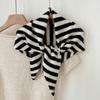Versatile Striped Wool Knitted Triangle Scarf Women Fashion Wool Scarf Shawl Winter Warm Soft Knitted Hood Scarf Shawl Neck Wrap