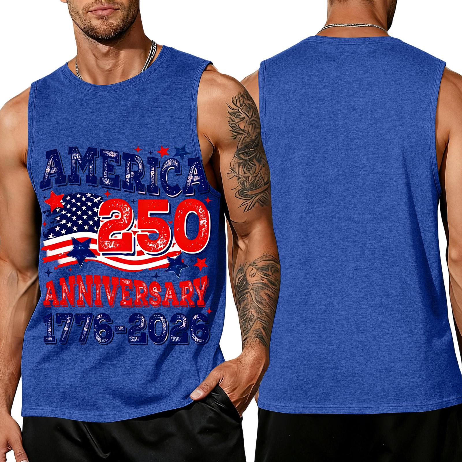 

Men Sleeveless Tank Top Casual Loose Fit Summer Muscle Shirt Patriotic Graphic Printed Cotton Blend Fitness Vest XXXXXL