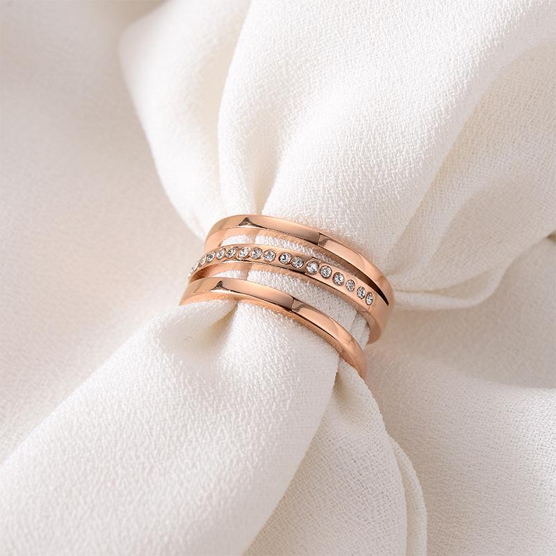 Rose Gold Filigree Titanium Steel Open Ring for Women - Korean-Style Fashion Statement