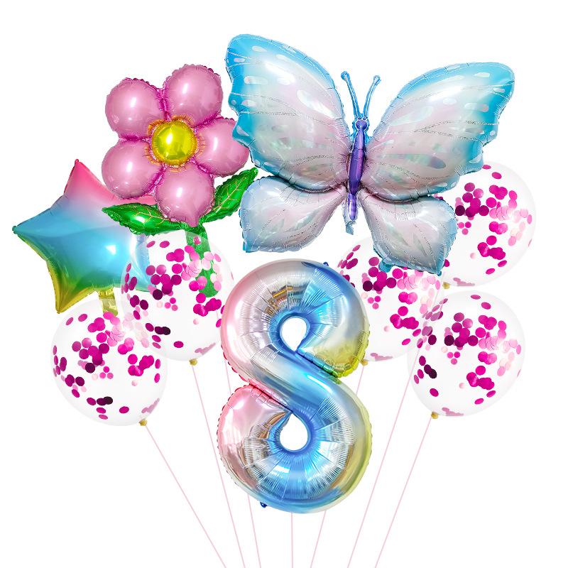 Butterfly Digital Balloon Birthday Party Aluminum Film Balloon Set Party Scene Decoration Props