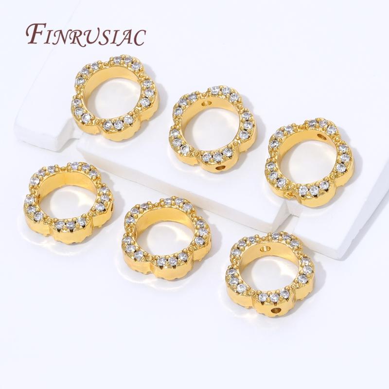 2/4/6Pcs 18K Gold Plated Brass Bead Frame,Flowers Bead Frame,Jewelry Making Supplies,DIY Necklaces&Bracelets Accessories
