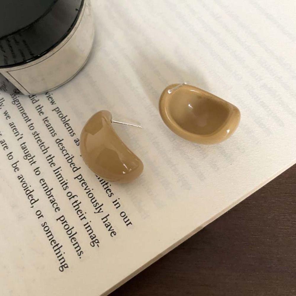 Exquisite Semi-Circle Earrings Acrylic Resin Elegant Ellipse Earrings  Jewelry Accessories