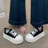Platform canvas shoes new summer ugly cute height small size low top board shoes black sneakers