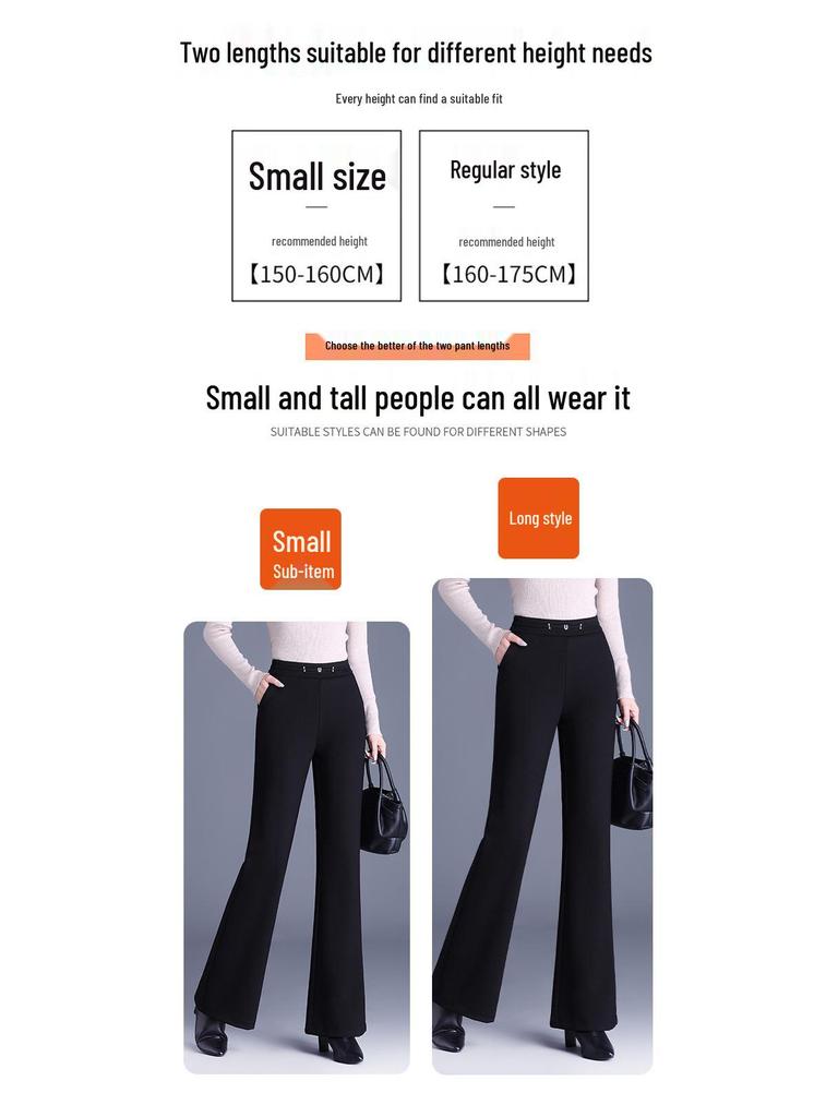 2025 Winter High-End Damen Koreanischer Stil High-Waist Seiden-Baumwoll-Schlankmachende Micro-Flare-Hose