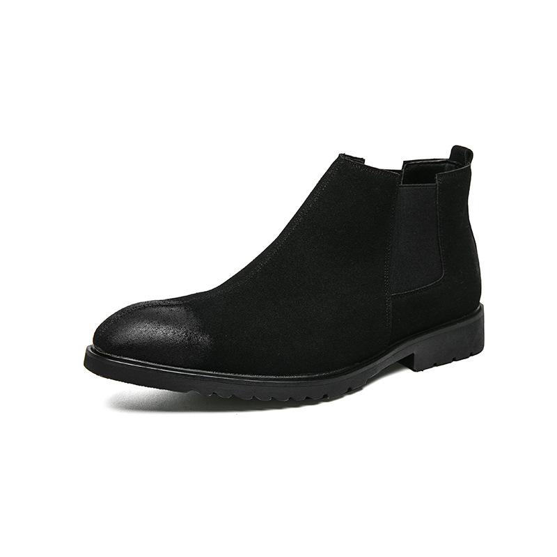 

Chelsea boots men s short boots autumn and winter new high-top men s boots thick-soled tooling men s trendy mid-top leather shoes 38 чорний