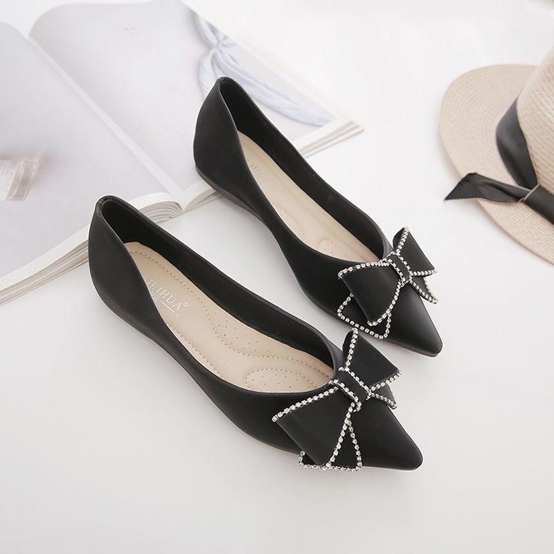 Single shoes women's summer new shoes women's shoes versatile shallow mouth versatile lady ladyshoes soft sole pointed flat shoes