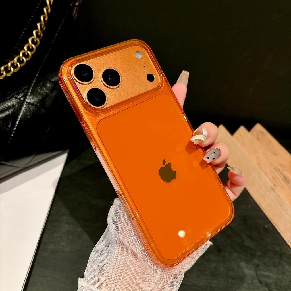 Ultra Thin HD Clear Hard PC Orange Color Phone Case For For Iphone 17 Pro Max Slim Transparent Solid Color Shockproof Armor Cover