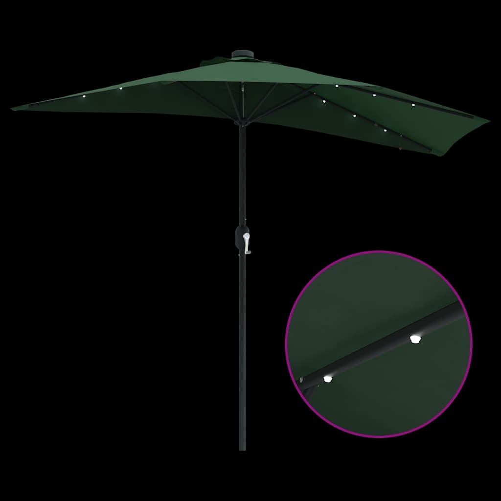 Garden Sun Umbrella Green 294 X 150 X 223 Cm Polyester and Steel