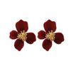 Accessories Velour Ear Stud Flocking Light Luxury Earrings Sweet Solid Color Flower Earrings