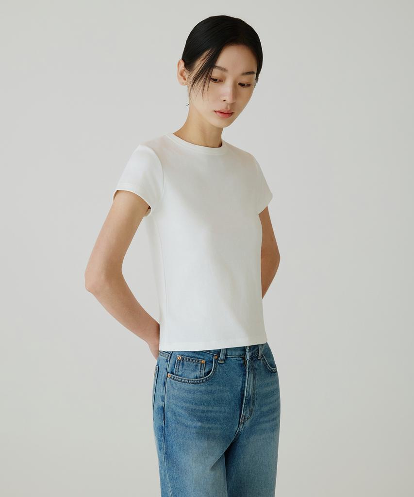 Siyajyu Sitp5275 Slim Ribbed Short Sleeve T-Shirt_Ivory