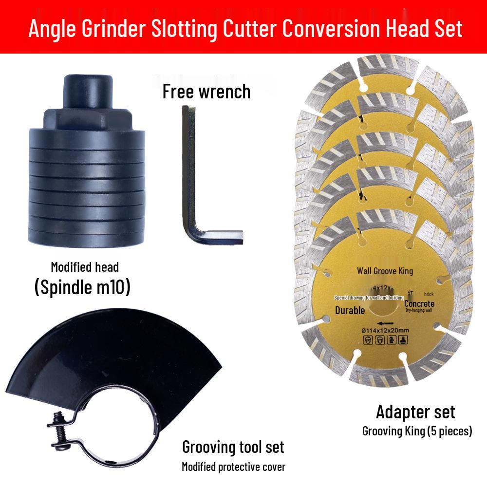 Automatic 100-Type Angle Grinder Converted to Woodworking and Grooving Machine for Plumbers & Electricians with Multi-Blade Grooving