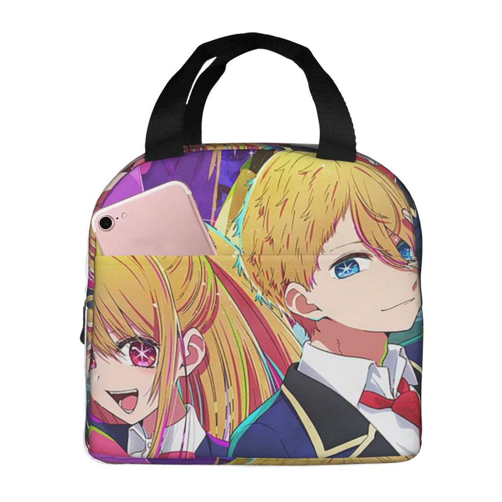 Oshi No Ko Anime Kawaii Insulated Lunch Bag for Women Office Cooler Thermal Food Box Tote Portable Lunch Boxes Container