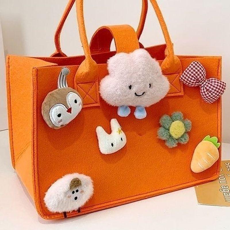 

Handbag Cartoon Birthday Gift Large Capacity Felt Bag Orange Cloud Seven-Piece Set
