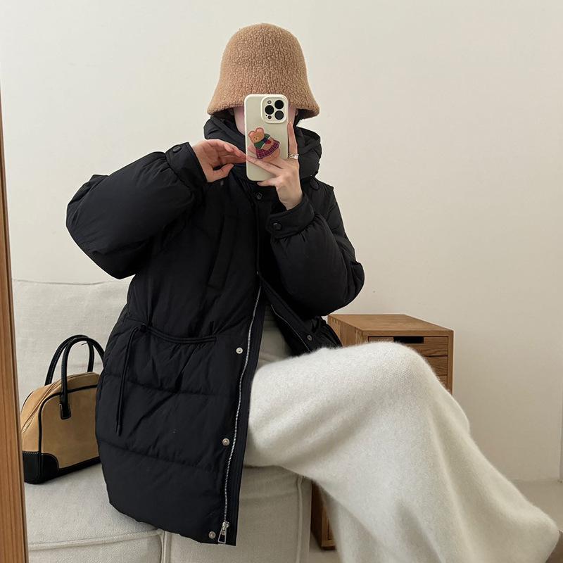 

Cold-resistant senior sense sweet medium and long down jacket women s 2025 new fashionable small warm white duck down jacket M чорний