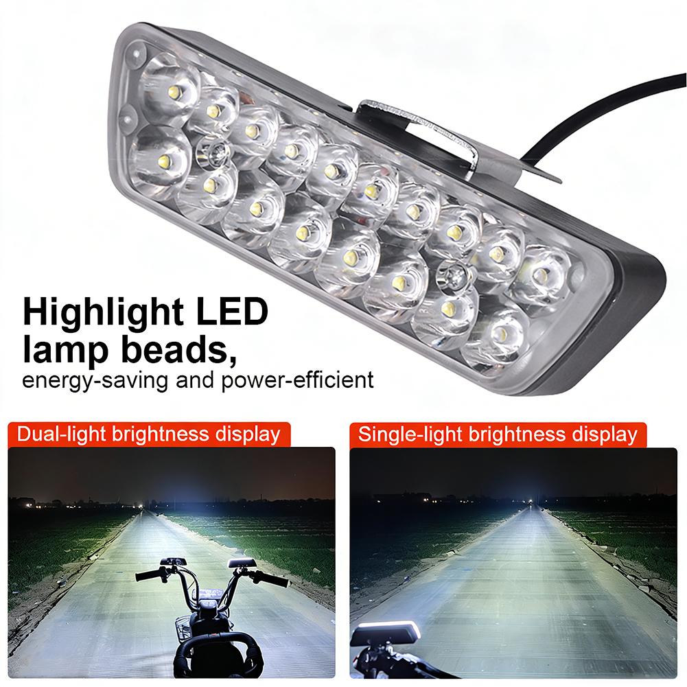 Universal 20W 18LED Motorcycle Ultra Bright Headlight Waterproof Spot Light for E-bike Scooter Modification 12-80V Wide Voltage