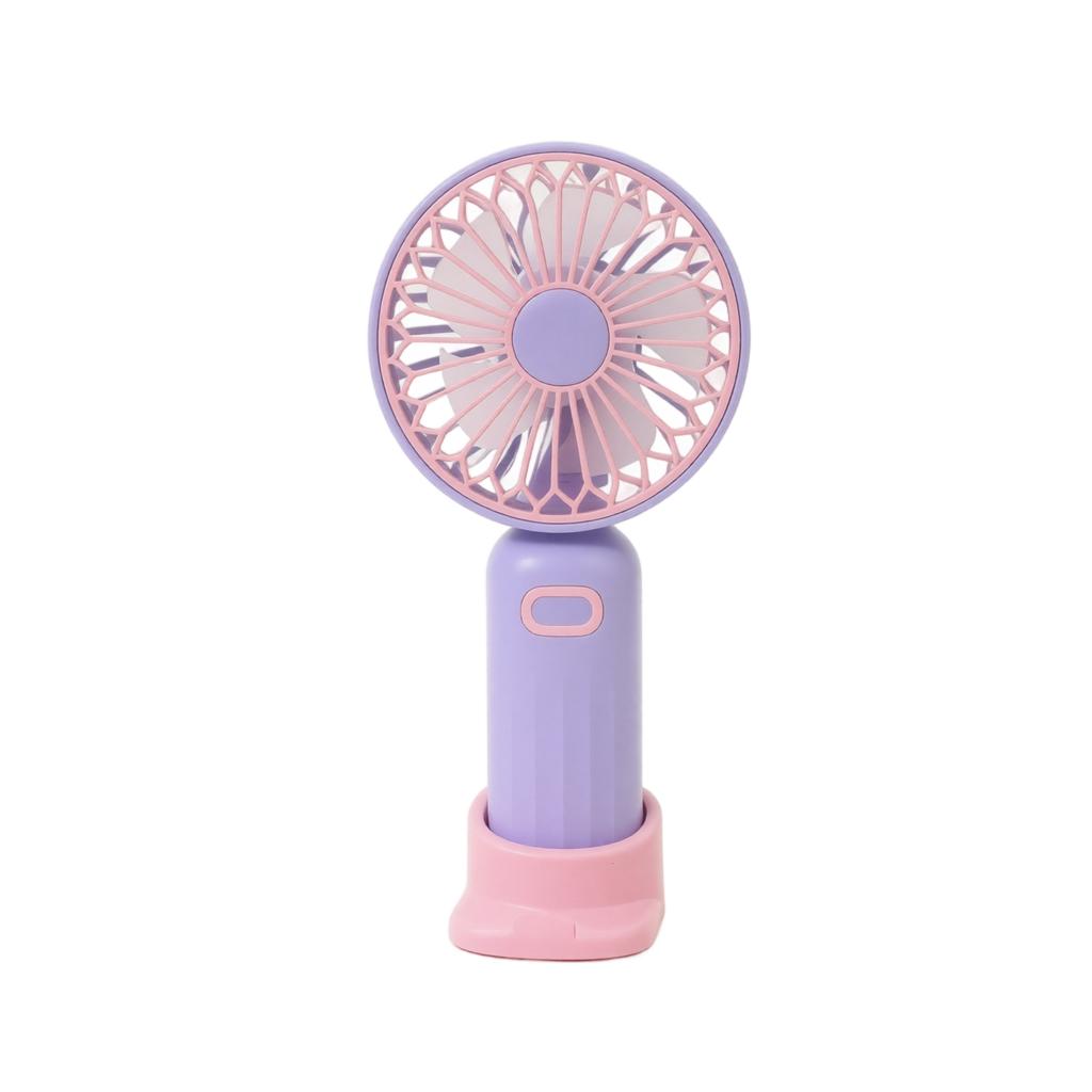 Portable Handheld Fan with Stand Rechargeable Small Desktop Fan Cartoon Style USB Mini Fan for Office Travel Outdoor Use