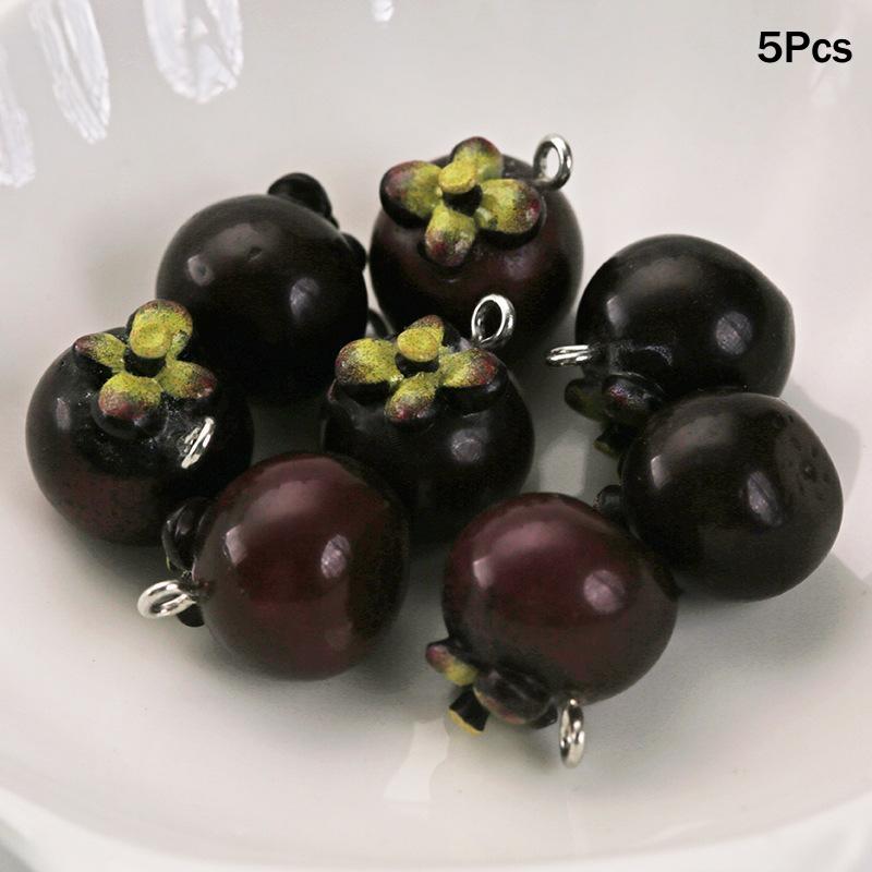 3D Simulated Fruit Resin Pendants 5Pcs Fun Fruit Charms for DIY Party Favors Earring Bracelet Jewelry Making Crafts