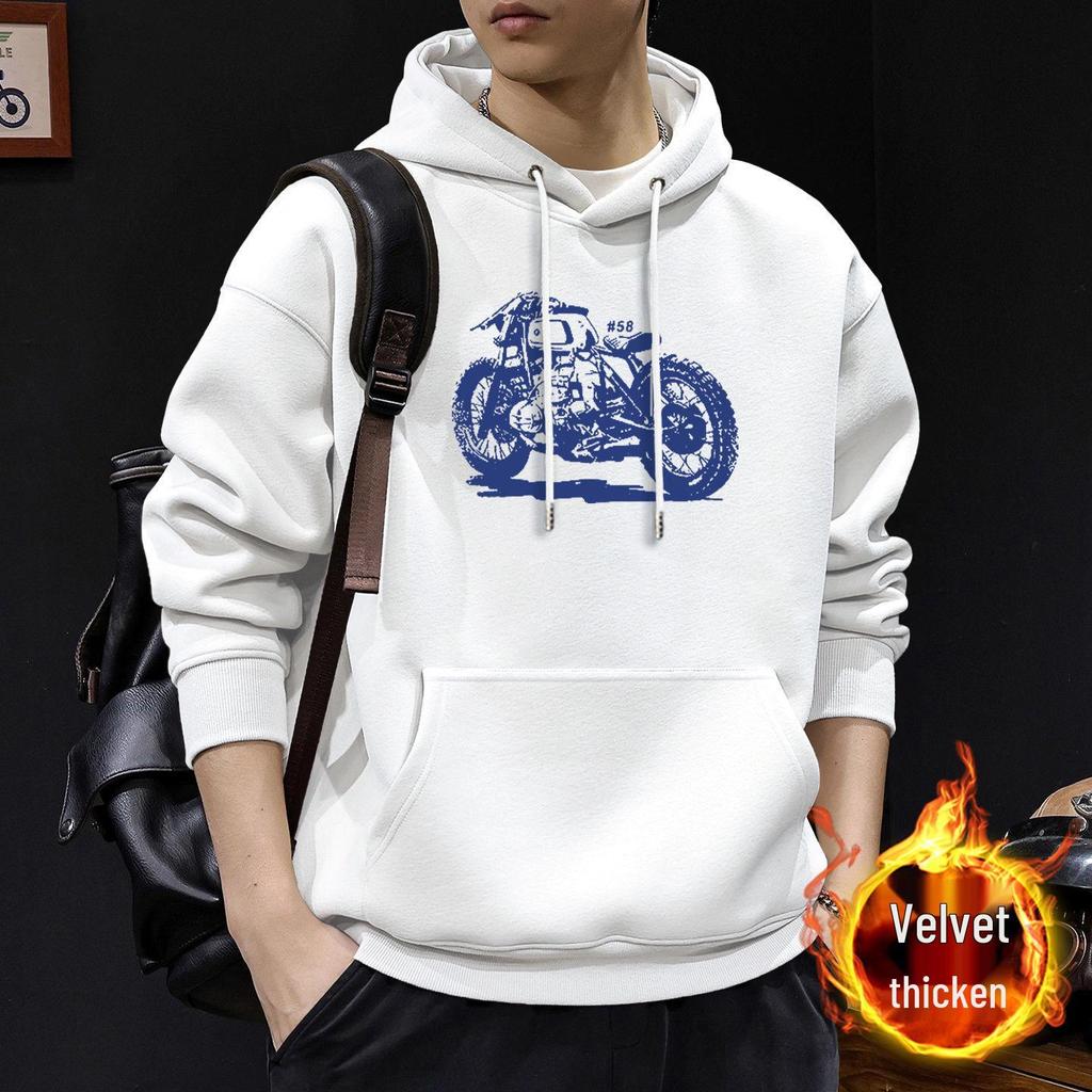 Men's Heavyweight Velvet-Lined Hooded Sweatshirt: Trendy American High Street Jacket for Autumn/Winter
