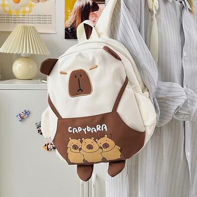 Schultasche Kapibara Persönlichkeit lustige Schultasche Spleißkontrastfarbe Cartoon niedliches Mädchen Rucksack Reise Schultertasche