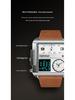 Mark Fairwhale Men's Geometric Retro Square Watch with Genuine Leather and Alloy