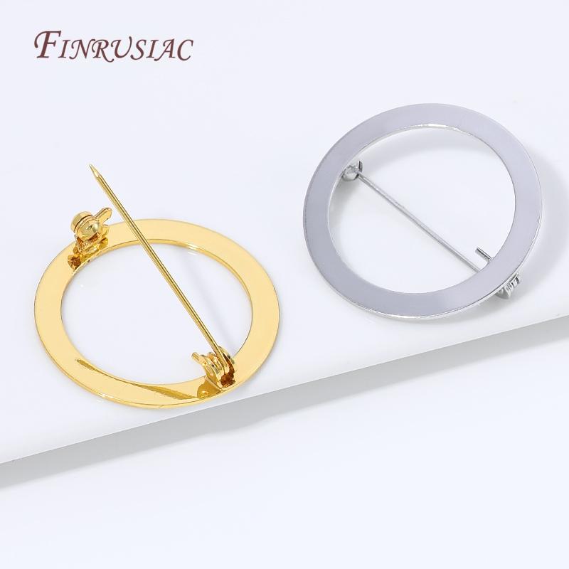 18K Gold Plated Round Brooch Pin Base,Open Circle Blank Brooch Setting,DIY Jewelry Making Accessories For Emblem Badge