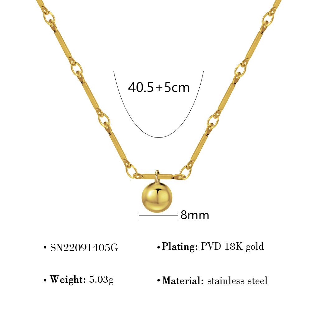 Round Ball Necklace Retro Geometric Collarbone Chain Temperament Titanium Steel Necklace Women'S Niche Design Sweater Chain Necklace