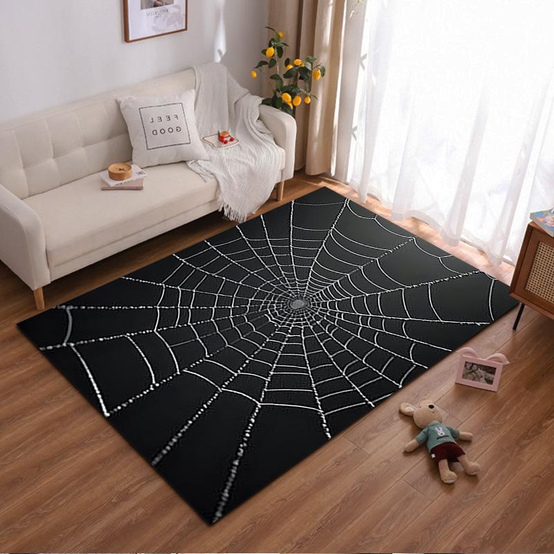 Black Spider Web Design Decorative Carpet for Living Room Floor Suitable for Use As an Anti-slip for Living Room Bedroom Sofas