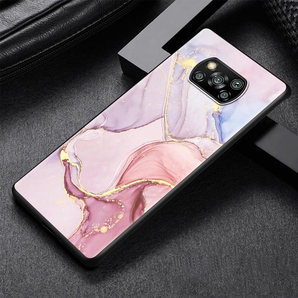 Granite Marble Luxury Case for Xiaomi Poco X3 NFC M3 M4 Pocophone F1 F3 Redmi Note 9s 9 8 10 Pro Black Soft Phone Cover Coque