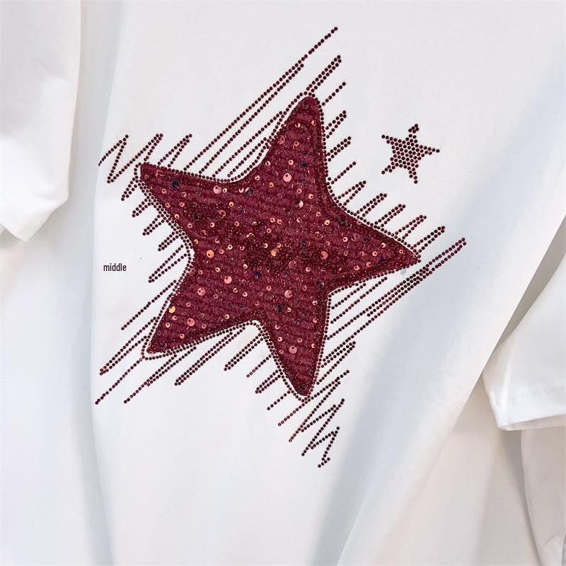 Plus Size Slimming Loose Mid-Length Round Neck Short-Sleeve T-Shirt for Women (Sizes 200-350 jin)