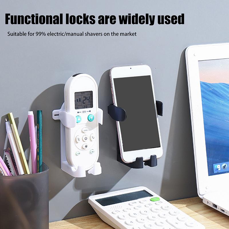 Plastic Wall Mounted Razor Rack Self-Adhesive Non Perforated Razor Holder Space Saving Adjustable Electric Toothbrush Holder