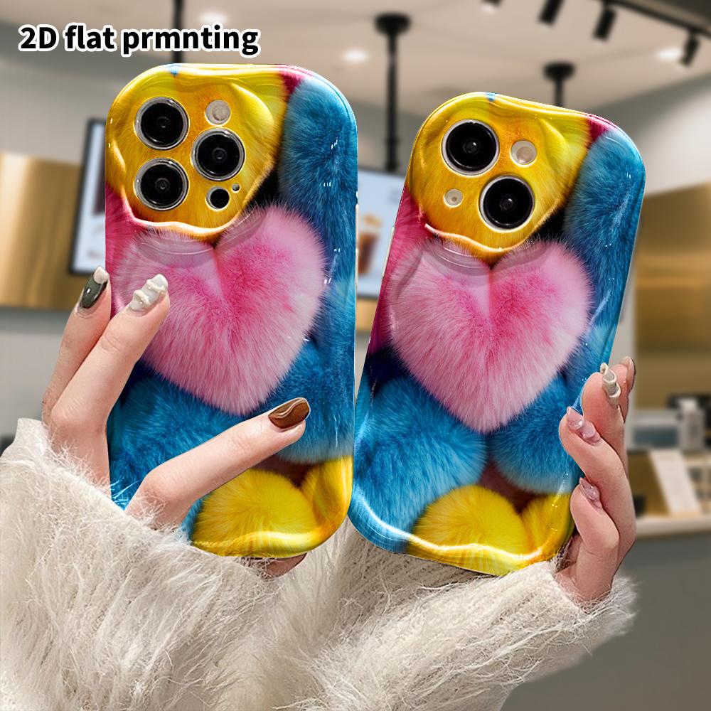 Phone Case: 2D Flat, Suitable for iPhone 18, 17, 16, 15, 14, 13, 12Pro Protective Case, Colorful Hearts, Perfect Christmas and Halloween Holiday Gift