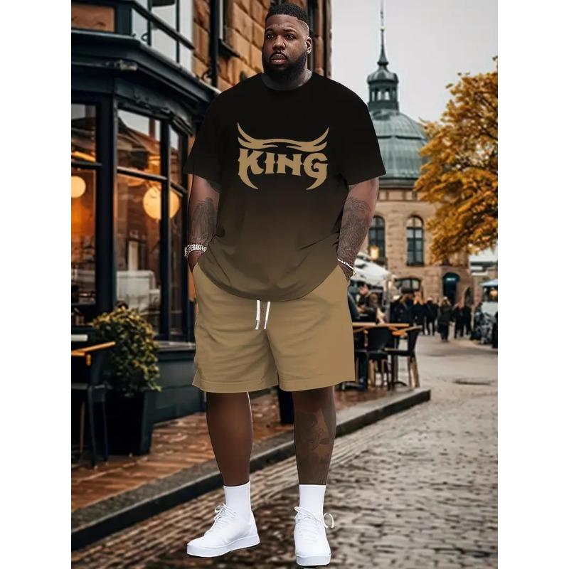 Men's Short Sleeve T-shirts And Shorts Set Outdoor Street Short Sleeve Top Shorts Plus Size Casual Summer T Shirts 2-piece Set