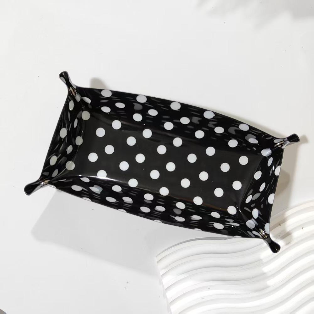 Multi-functional Polka Dot Design Storage Tray Large Capacity Folding Desk Organizer Storage Box Office Study
